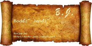 Bodó Jenő névjegykártya